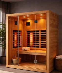 Private full-spectrum Infrared Sauna with red light therapy at LifeRx Wellness in Willis TX for detox and joint relief.