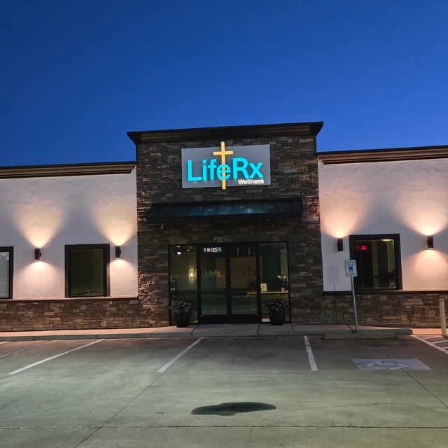 Exterior storefront of LifeRx Wellness center and IV clinic in Willis, TX